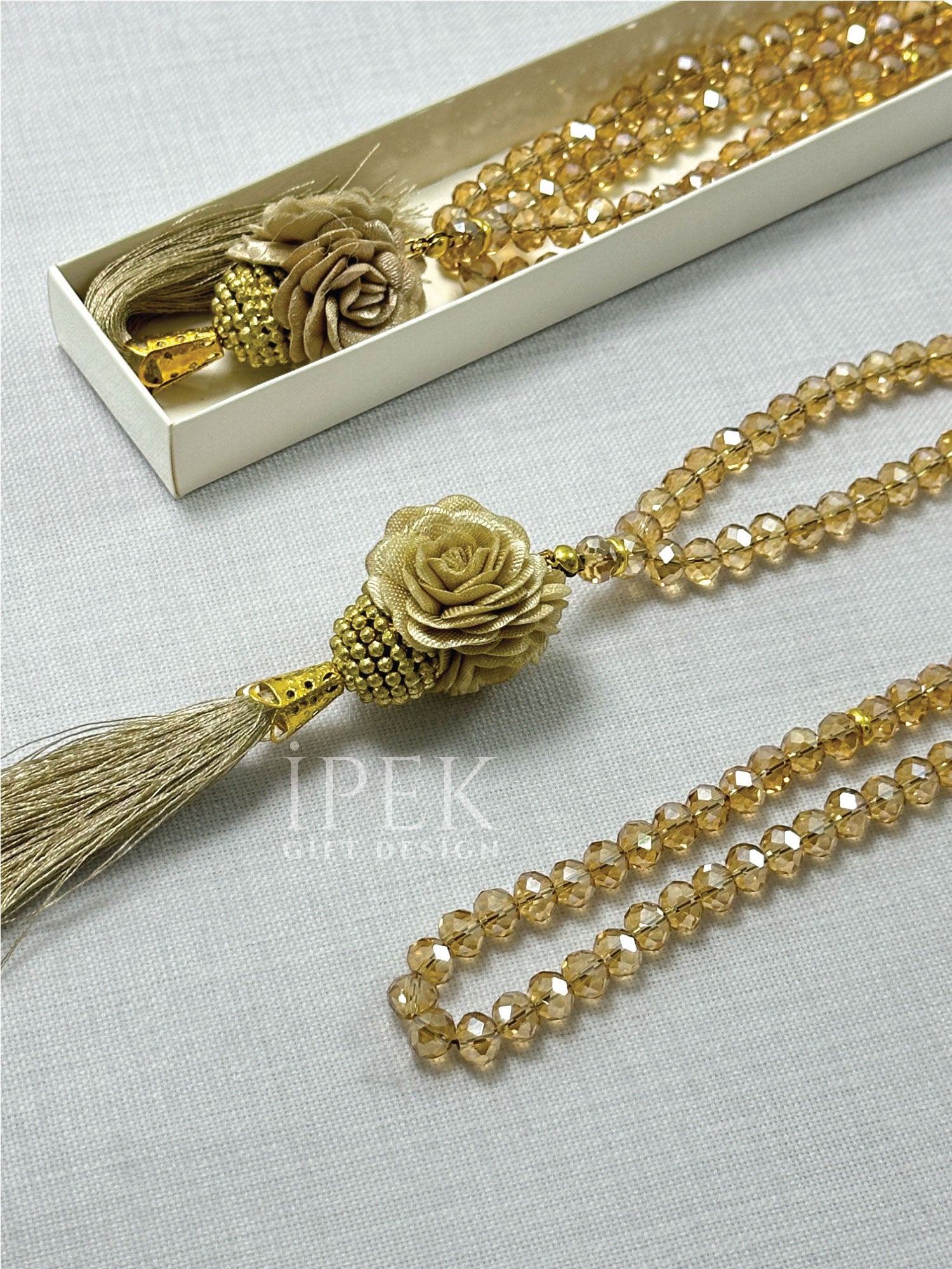 Çeyizlik, Hediyelik, Bebek Mevlidi, Güllü Kristal Tesbih Set Kutulu Hac, Umre Dönüş Hediyesi