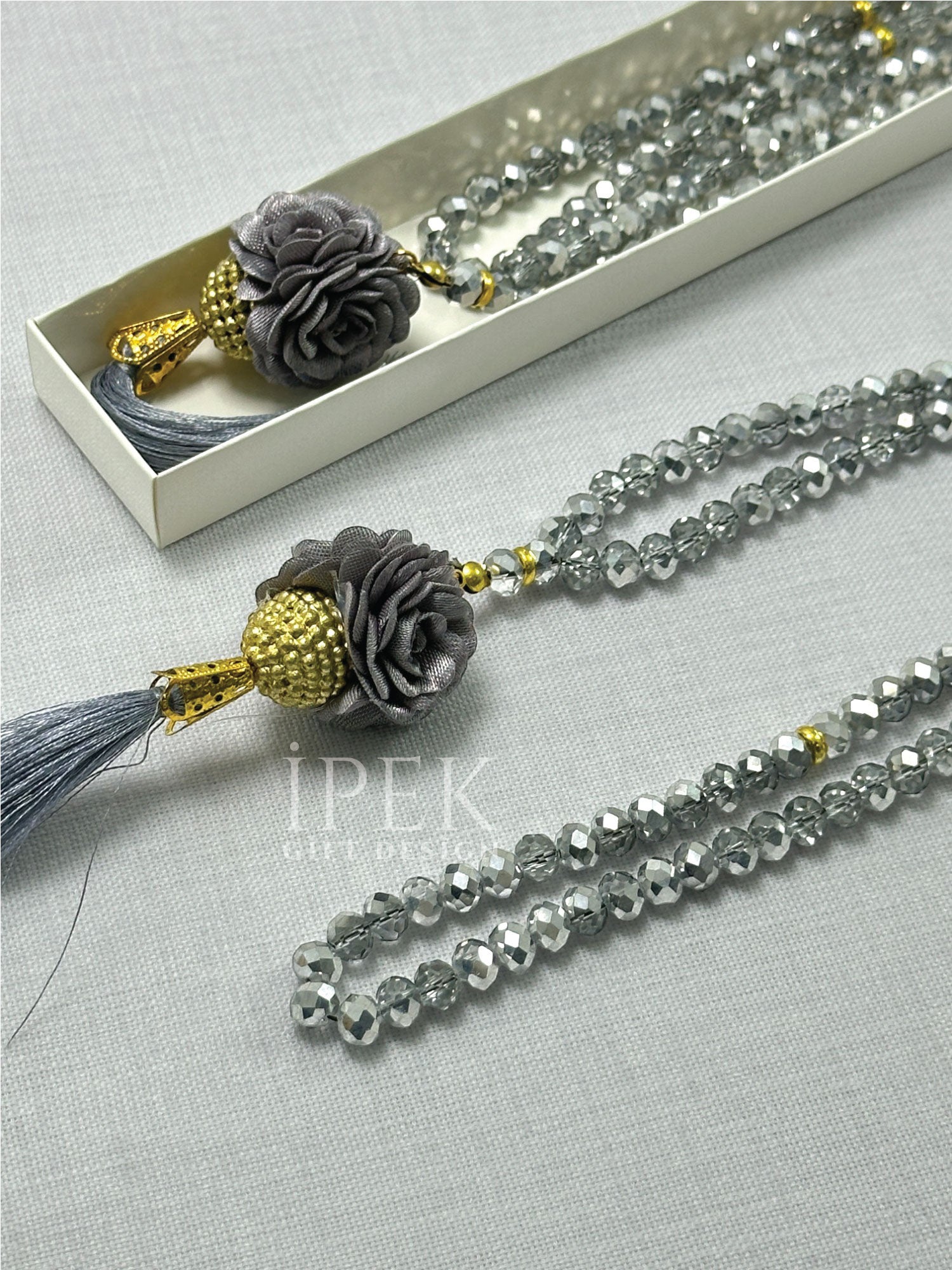 Çeyizlik, Hediyelik, Bebek Mevlidi, Güllü Kristal Tesbih Set Kutulu Hac, Umre Dönüş Hediyesi