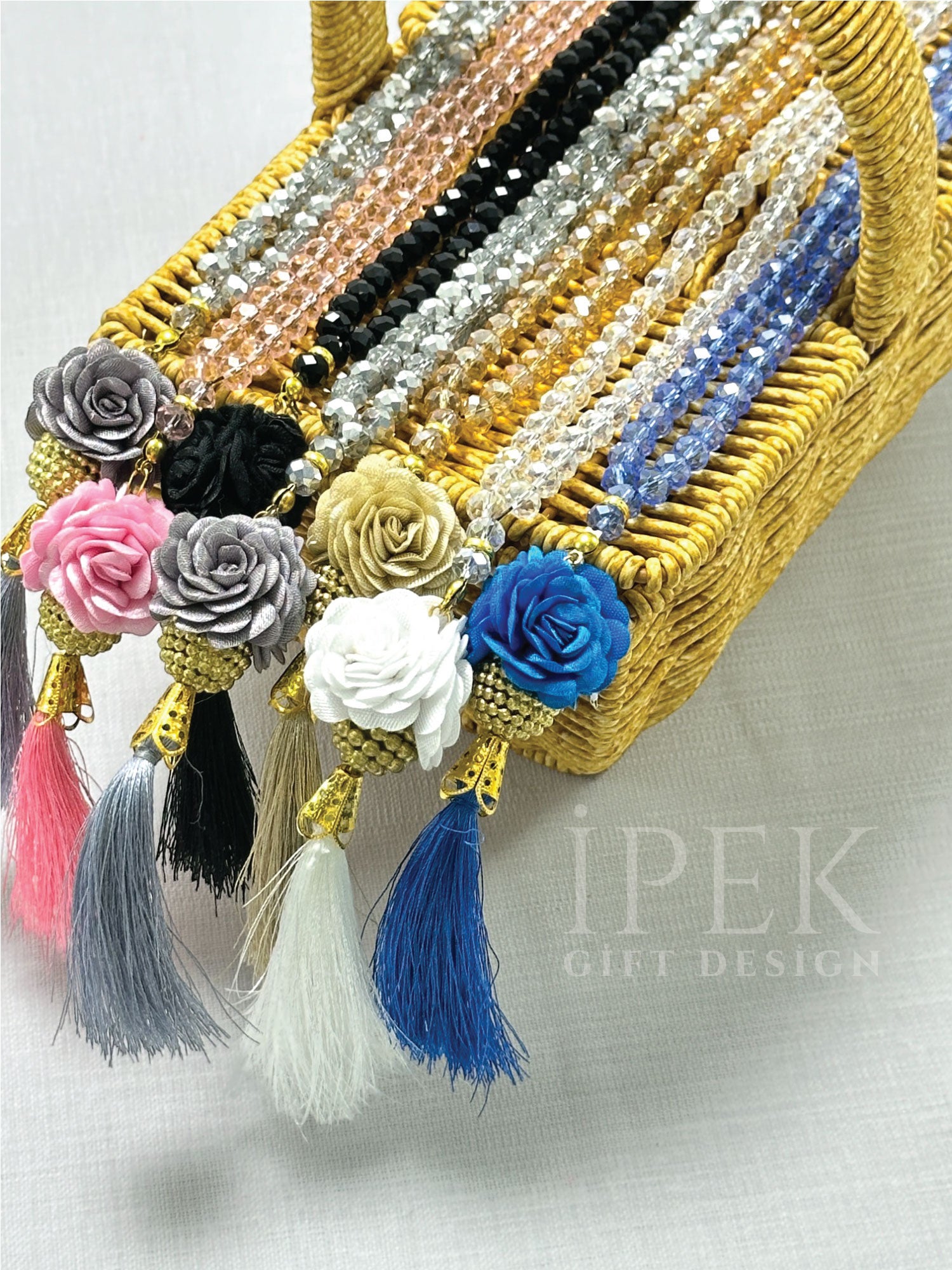 Çeyizlik, Hediyelik, Bebek Mevlidi, Güllü Kristal Tesbih Set Kutulu Hac, Umre Dönüş Hediyesi