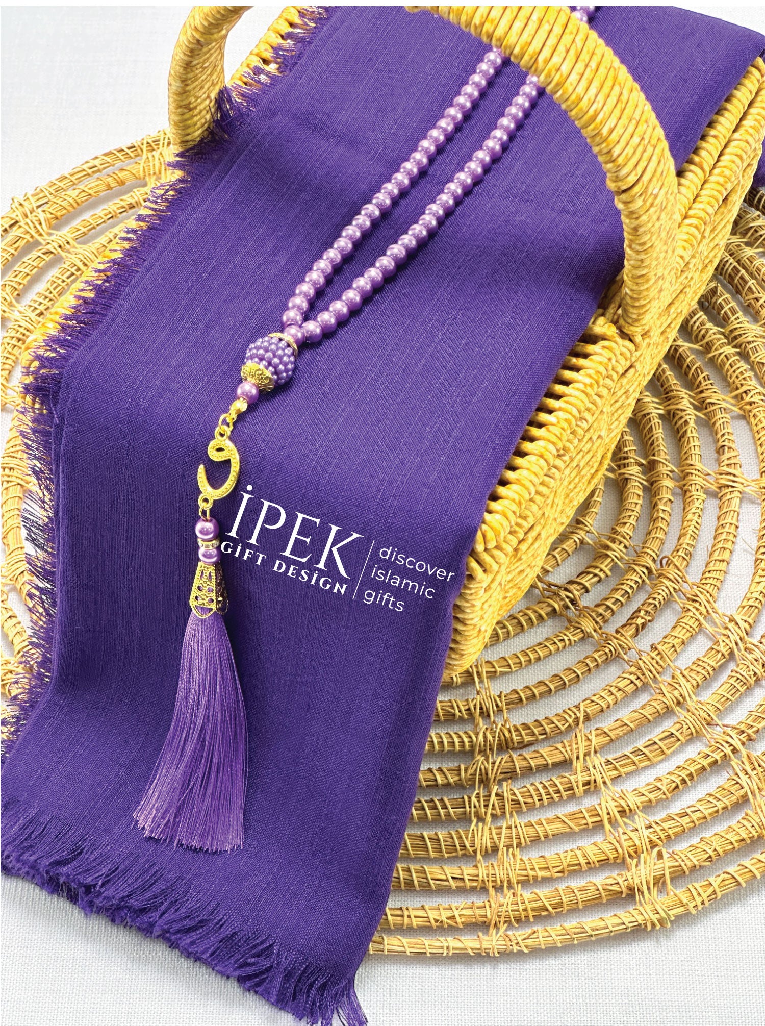 Flamlı Başörtüsü ve İnci Tesbih Seti – Mevlüt, Bohçalık ve Çeyizlik Hediye Kutusu