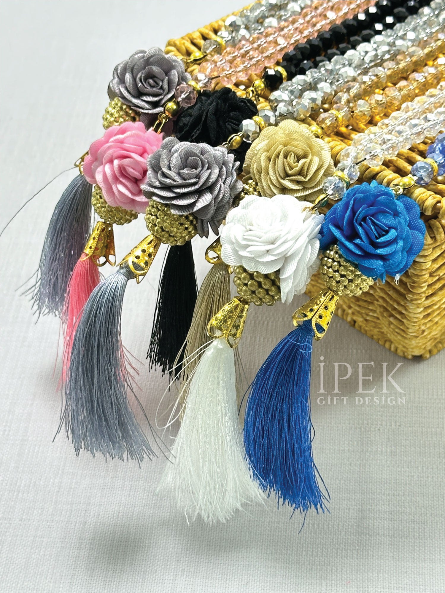 Çeyizlik, Hediyelik, Bebek Mevlidi, Güllü Kristal Tesbih Set Kutulu Hac, Umre Dönüş Hediyesi