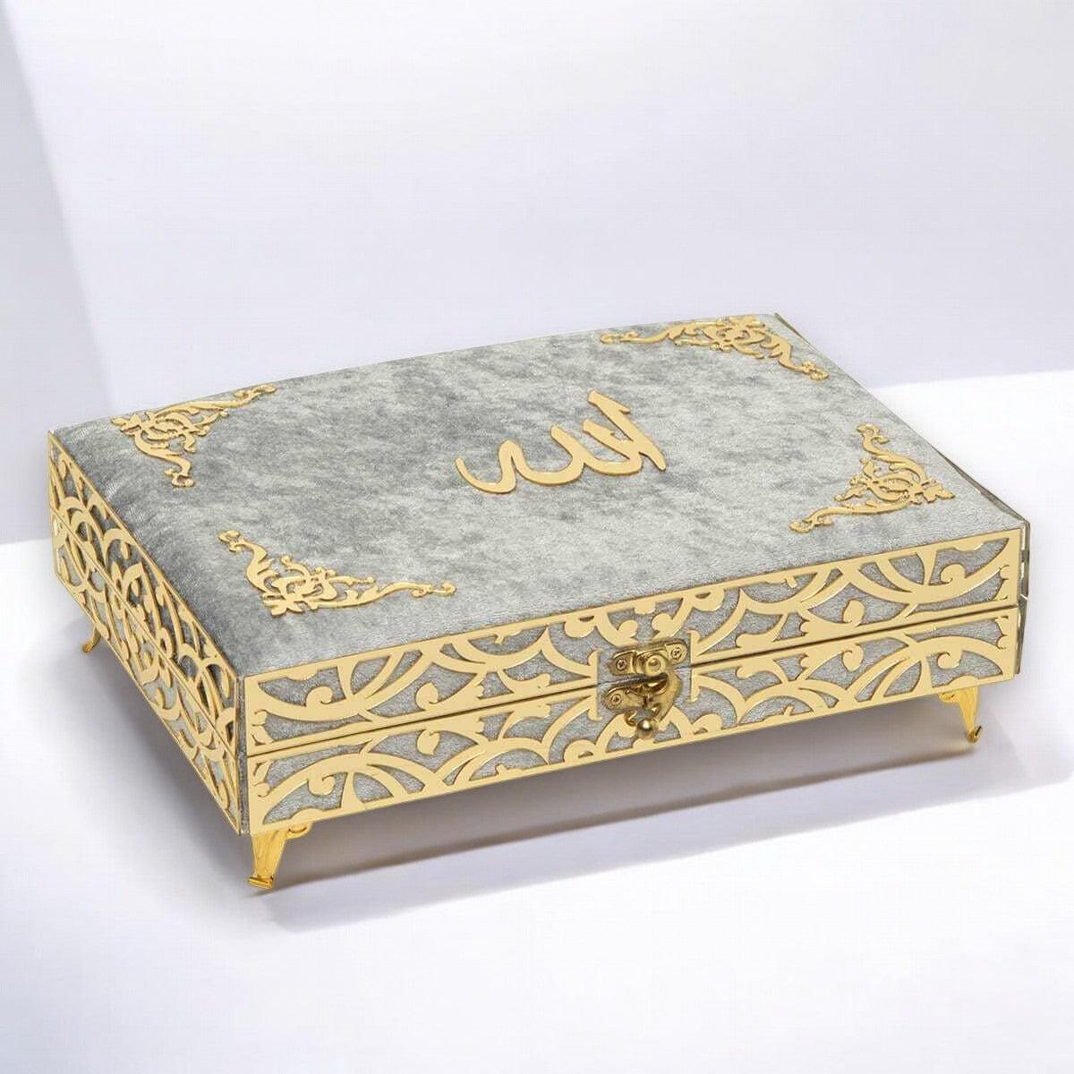 Kadife Kaplı Şık Kuran-ı Kerim Hediye Kutusu | Manevi ve Özel Hediye Seçeneği