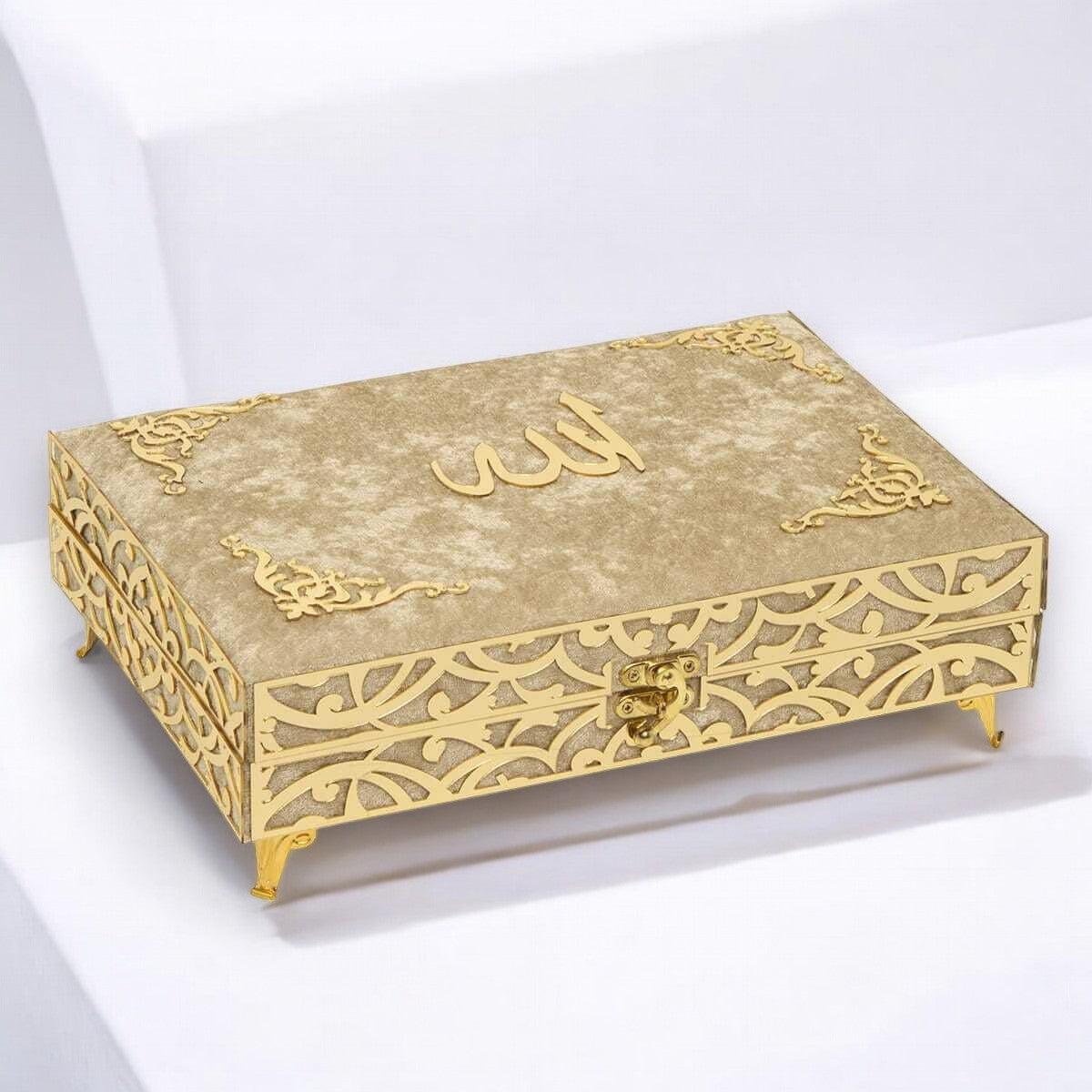 Kadife Kaplı Şık Kuran-ı Kerim Hediye Kutusu | Manevi ve Özel Hediye Seçeneği