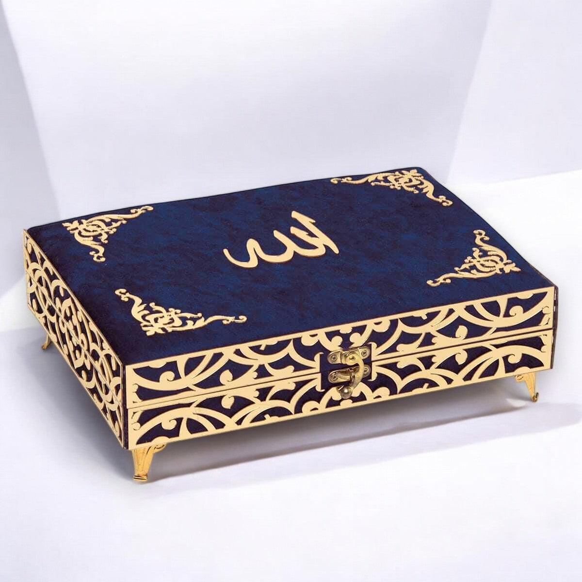 Kadife Kaplı Şık Kuran-ı Kerim Hediye Kutusu | Manevi ve Özel Hediye Seçeneği