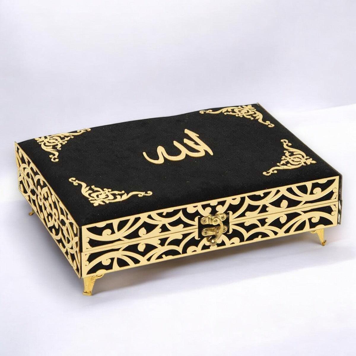 Kadife Kaplı Şık Kuran-ı Kerim Hediye Kutusu | Manevi ve Özel Hediye Seçeneği