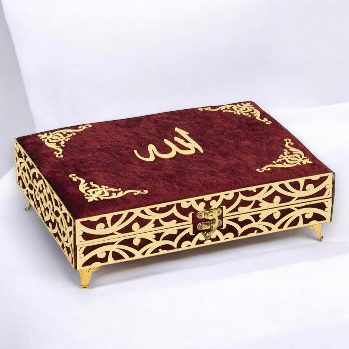 Kadife Kaplı Şık Kuran-ı Kerim Hediye Kutusu | Manevi ve Özel Hediye Seçeneği