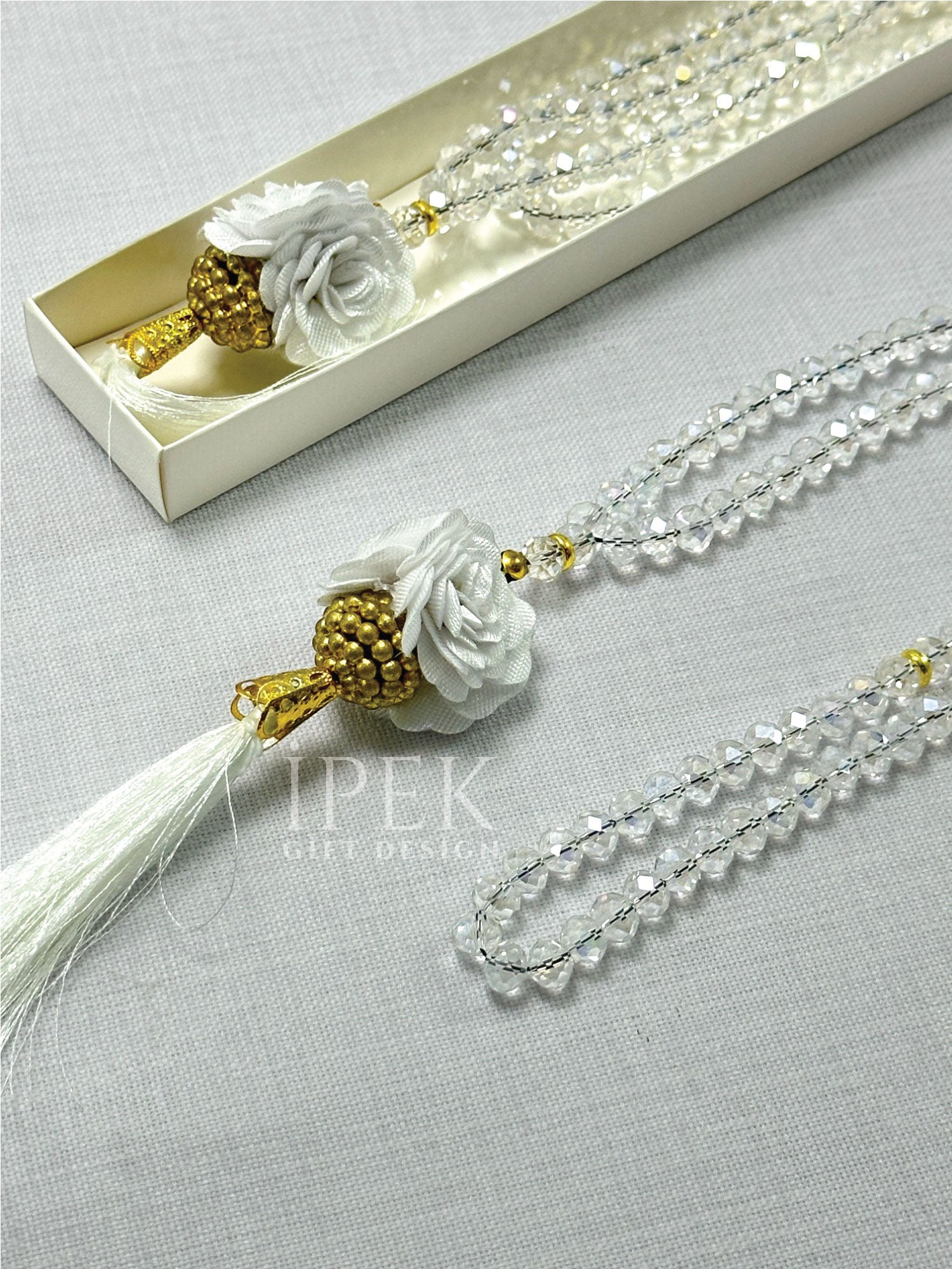 Çeyizlik, Hediyelik, Bebek Mevlidi, Güllü Kristal Tesbih Set Kutulu Hac, Umre Dönüş Hediyesi