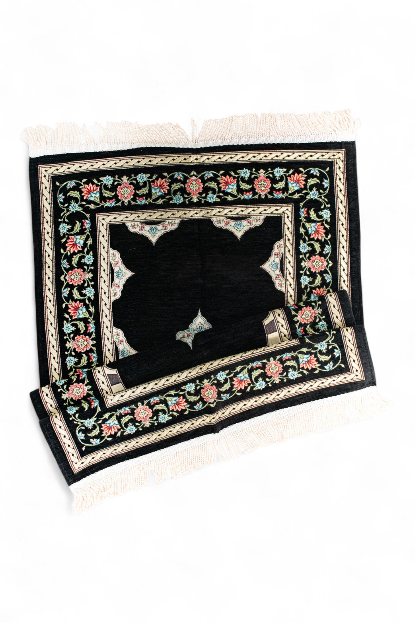 Şönil Seccade – Mihraplı Çiçek İşlemeli Astarlı Tasarım - Çeyizlik