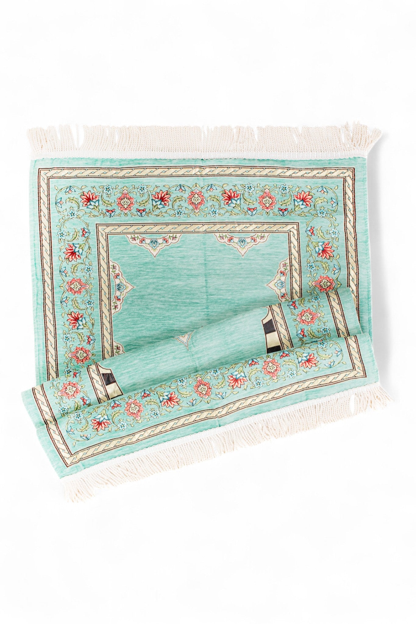 Şönil Seccade – Mihraplı Çiçek İşlemeli Astarlı Tasarım - Çeyizlik