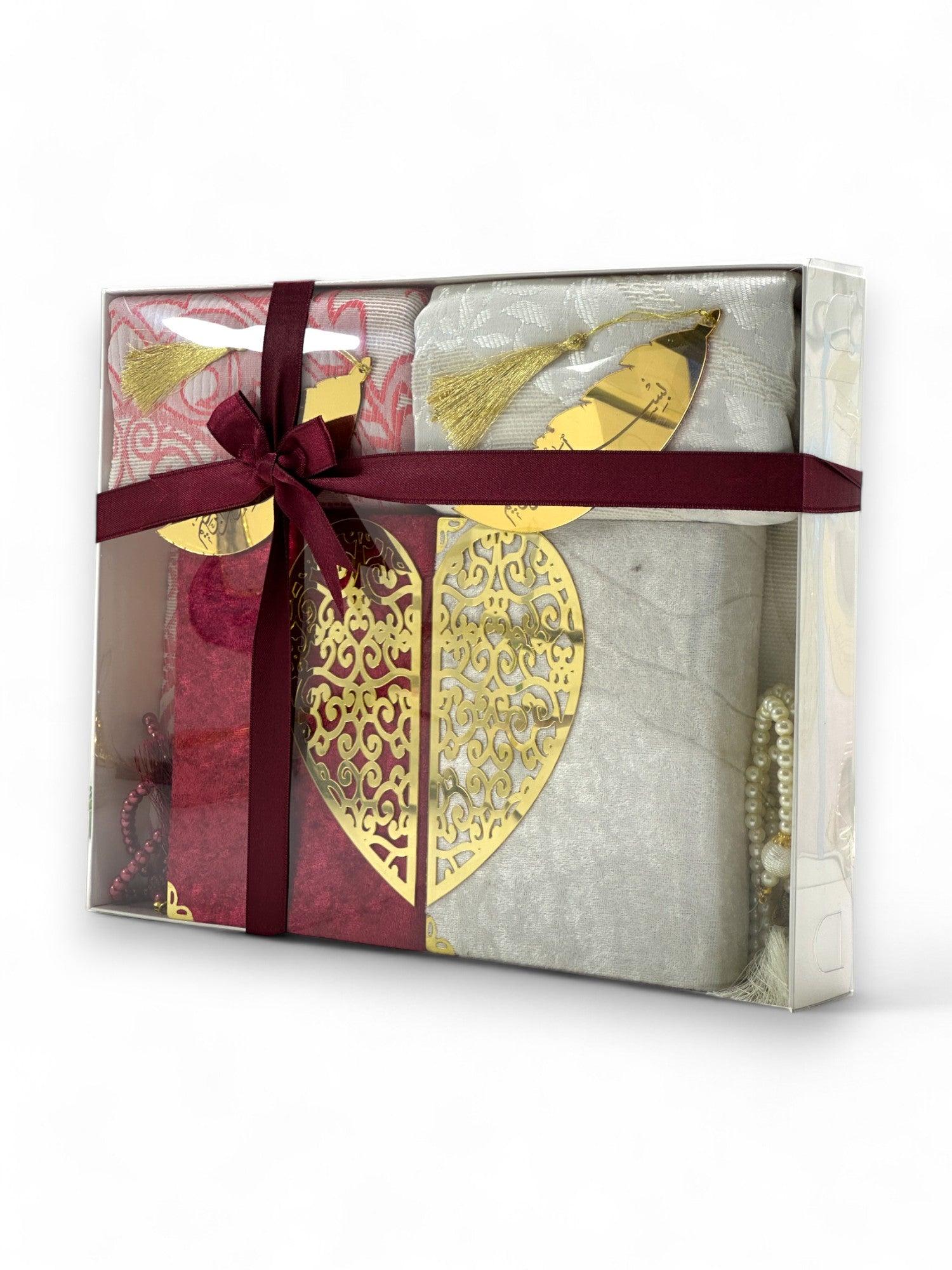 Kalpli Çiftlere Özel Kadife Kaplı İkili Kuran-ı Kerim Seti | Özel Kutusunda 8 Parça