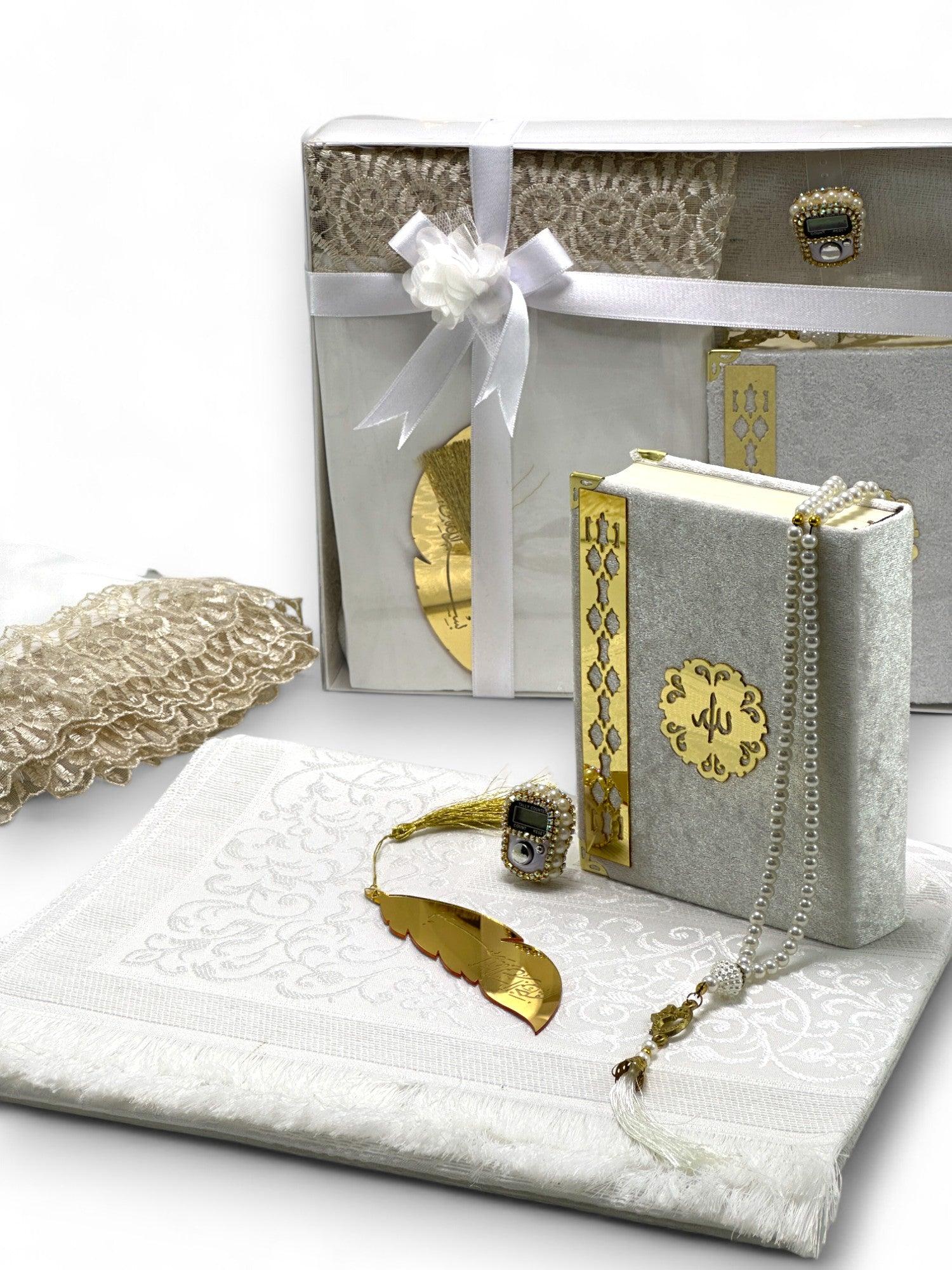 Özel İbadet Seti – Kuran-ı Kerim, Namaz Elbisesi, Zikirmatik, Seccade, Ayraç ve Tesbih