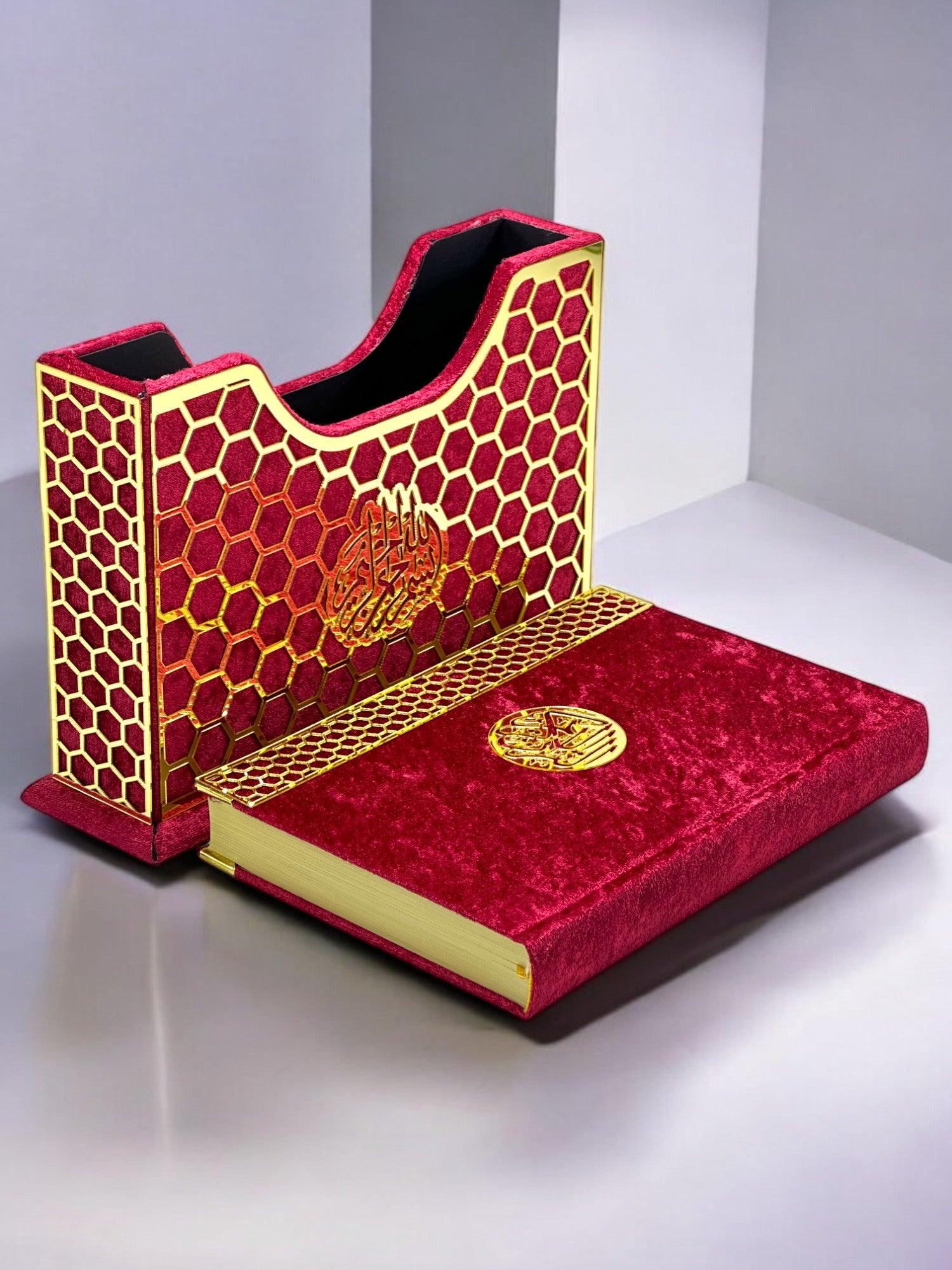 Kadife Kaplı Şık Kuran-ı Kerim Hediye Kutusu | Manevi ve Özel Hediye Seçeneği | Özel Manevi Günler