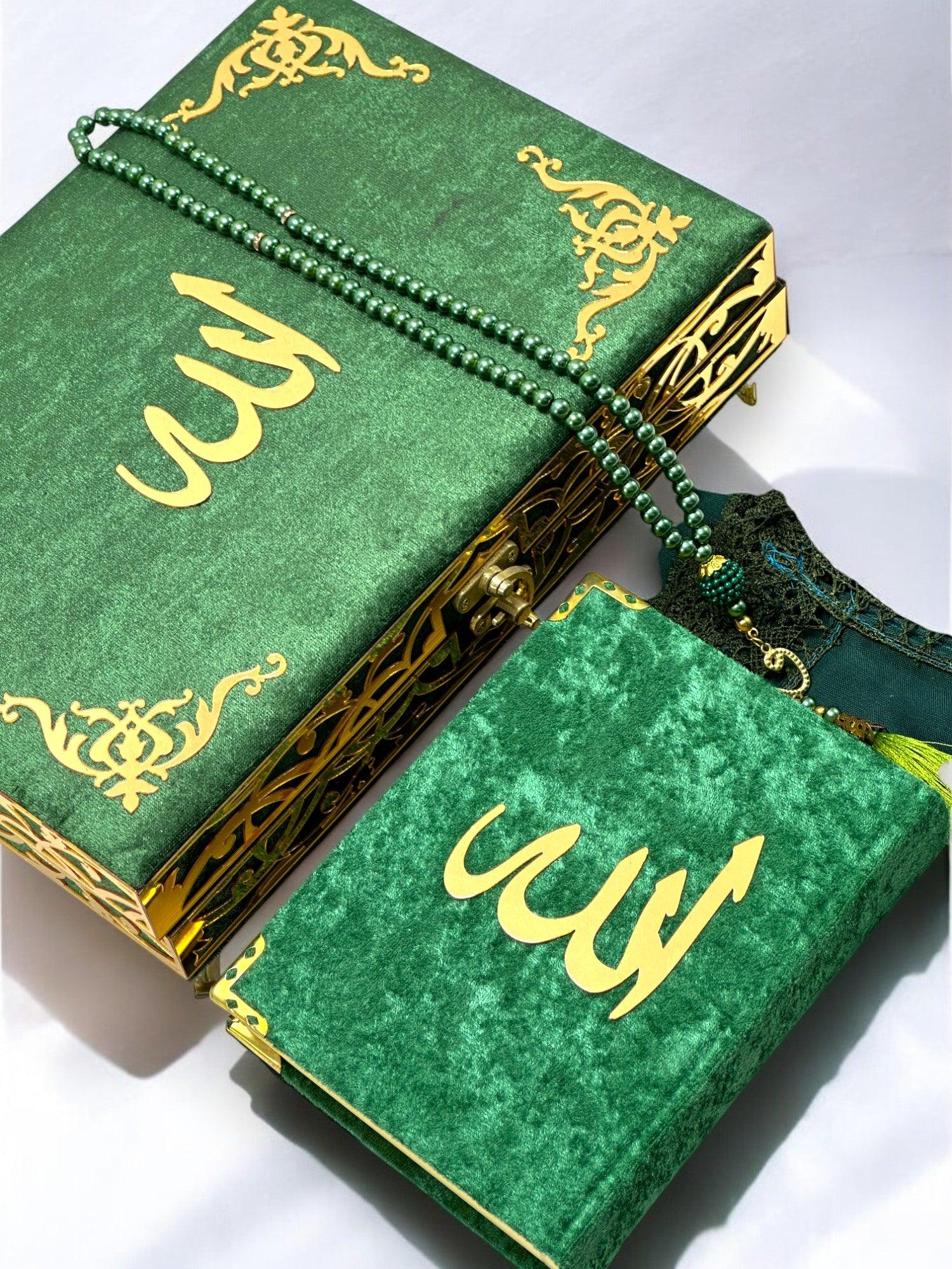 Kadife Kaplı Şık Kuran-ı Kerim Hediye Kutusu | Manevi ve Özel Hediye Seçeneği