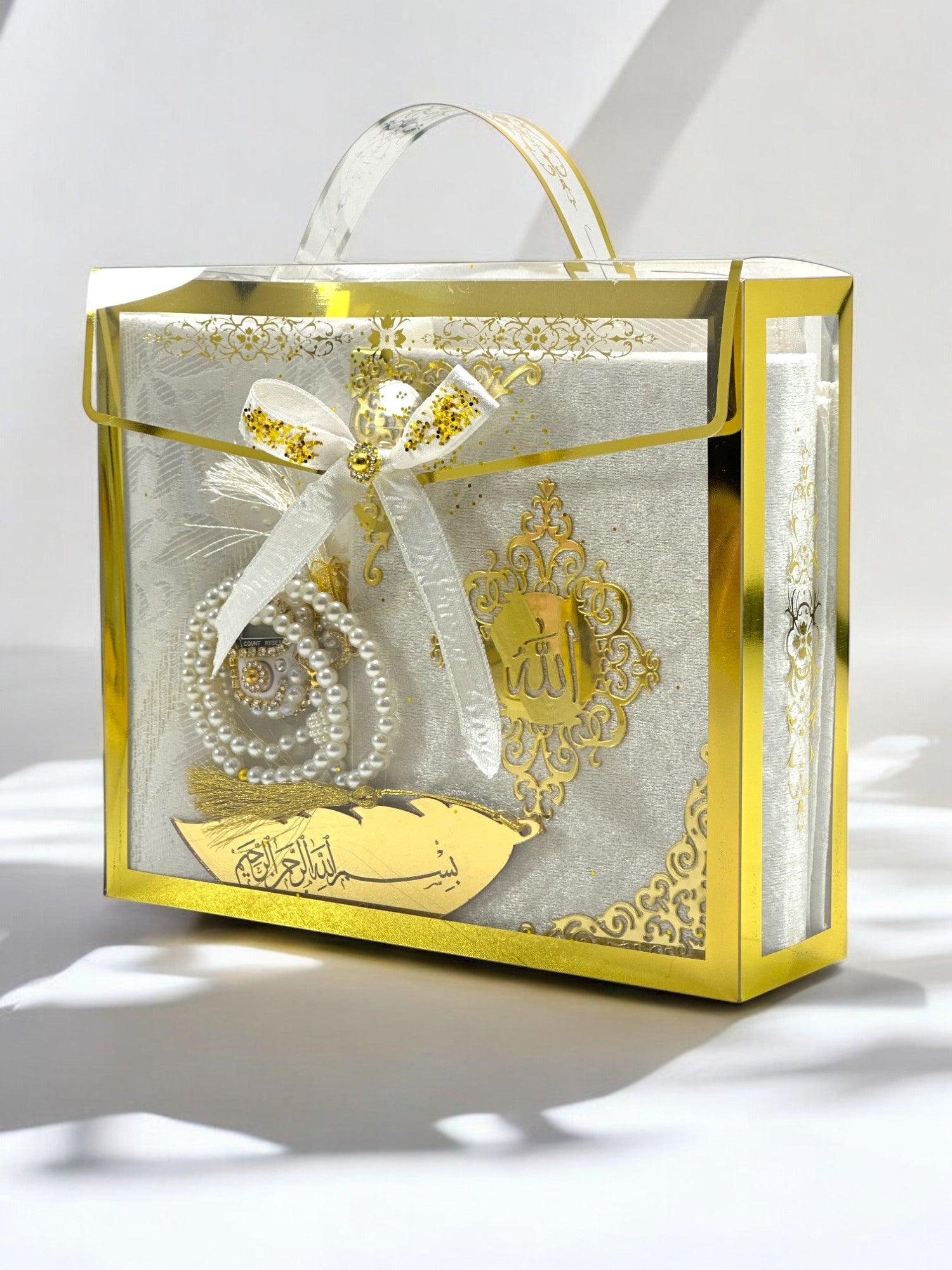 Hediyelik Kuran Seti Seccade, Zikirmatik, Tesbih ve Ayraç ile Beraber