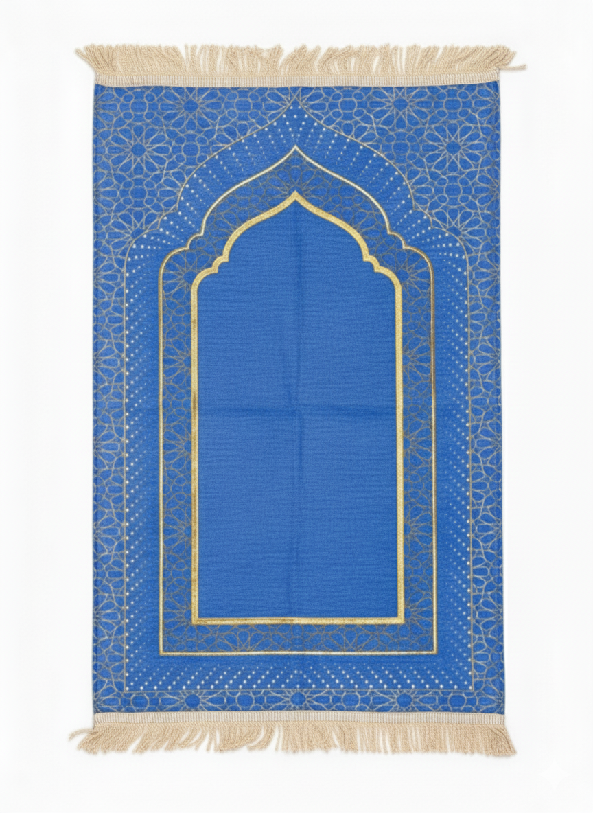 Mihrap Desenli Astarlı Şönil Seccade – Lüks Dokulu, Altın Detaylı, Hediyelik Seccade