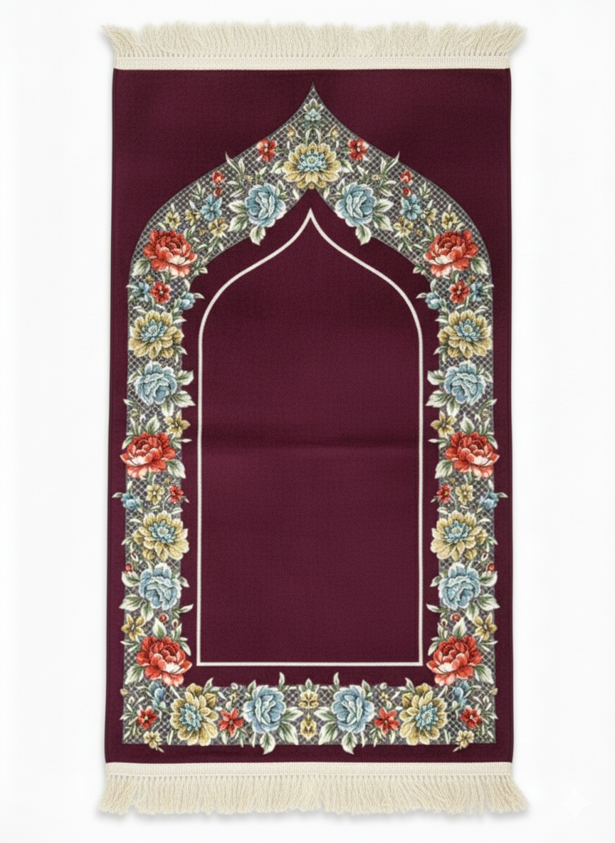 Çiçek Desenli Şönil Seccade – Hediyelik, Bohçalık ve Çeyizlik Lüks Tasarım