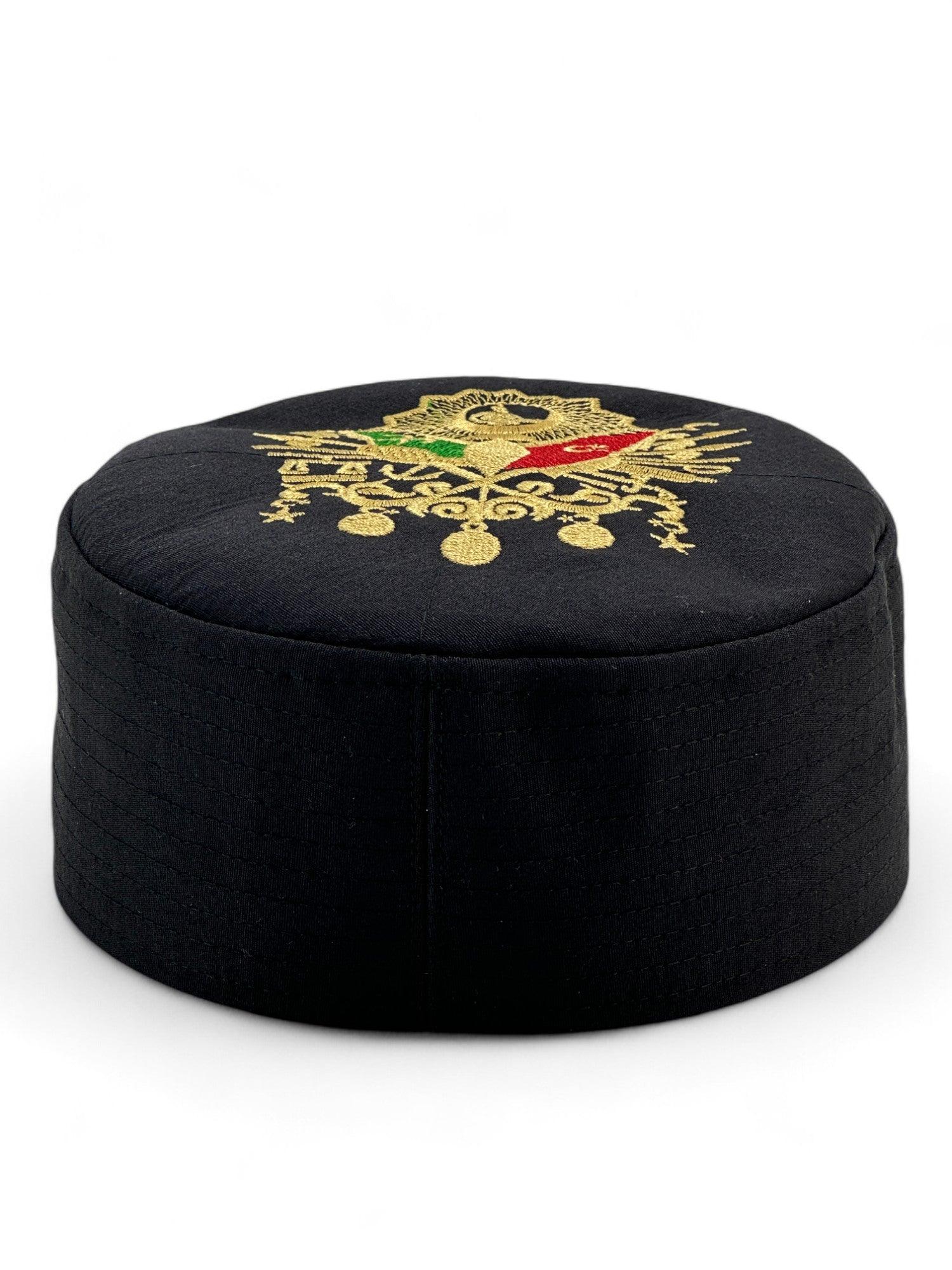 Kapitone Osmanlı Arma Nakışlı Kalıp Namaz Takkesi