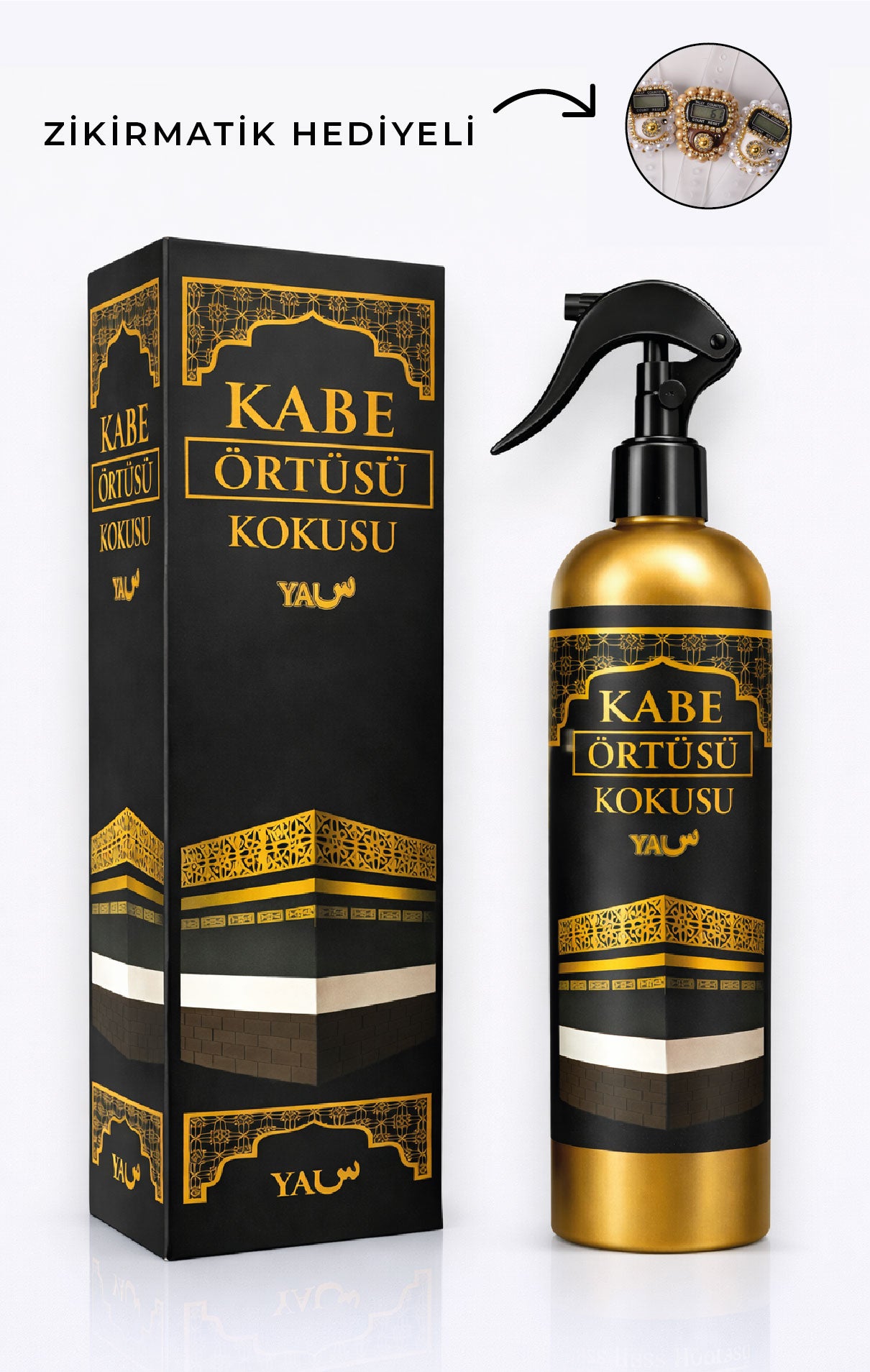 Kâbe Örtüsü Kokusu 400 ml – Seccade ve Tekstil Parfümü | Orijinal Kâbe Örtüsü Esansı - Hediyeli