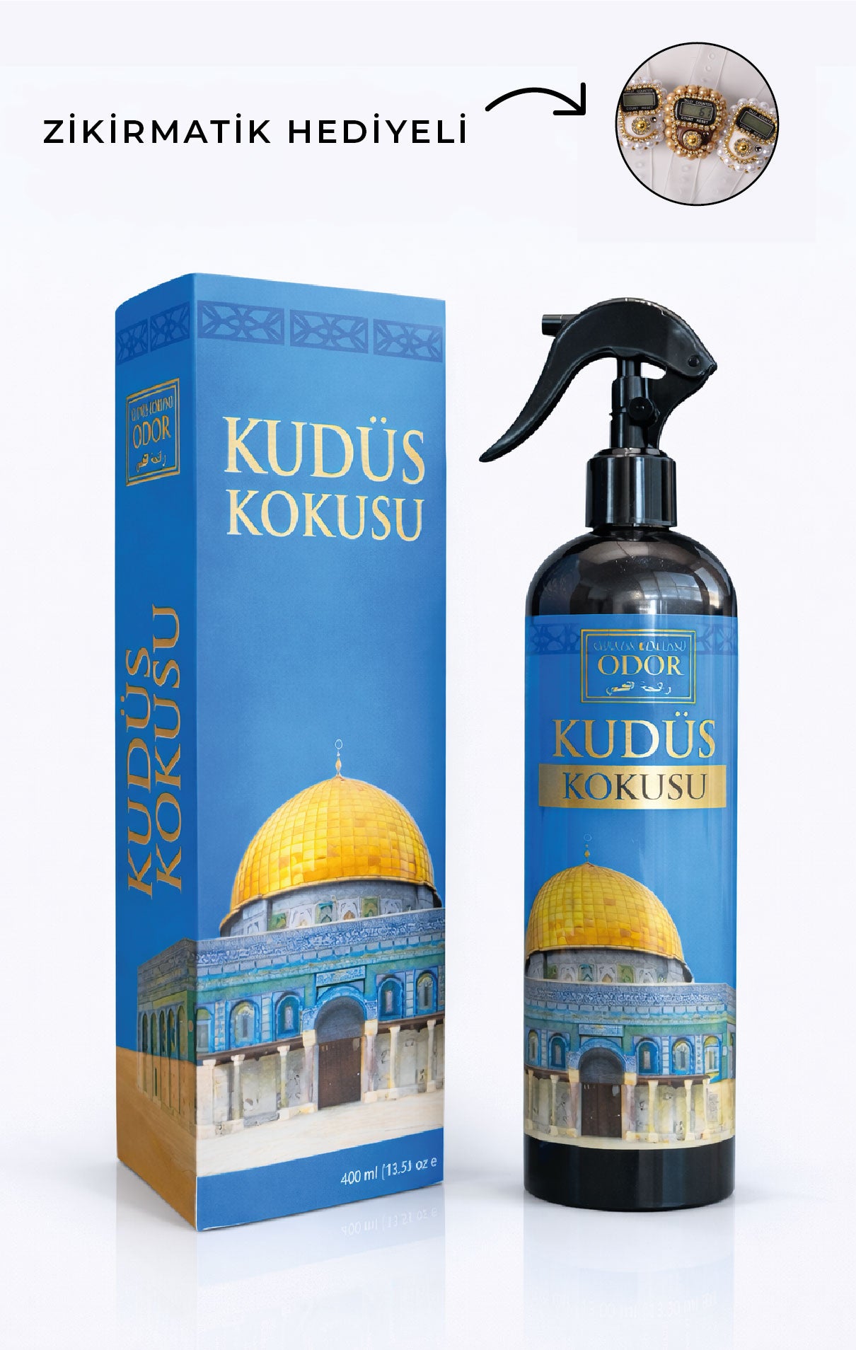 Kudüs Kokusu 400 ml Oda, Seccade ve Tekstil Kokusu – Zikirmatik Hediyeli