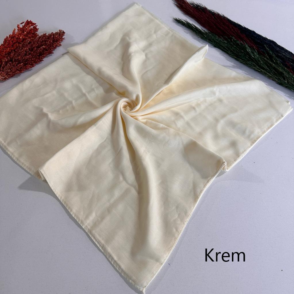 Düz Renk Dikişli Tülbent