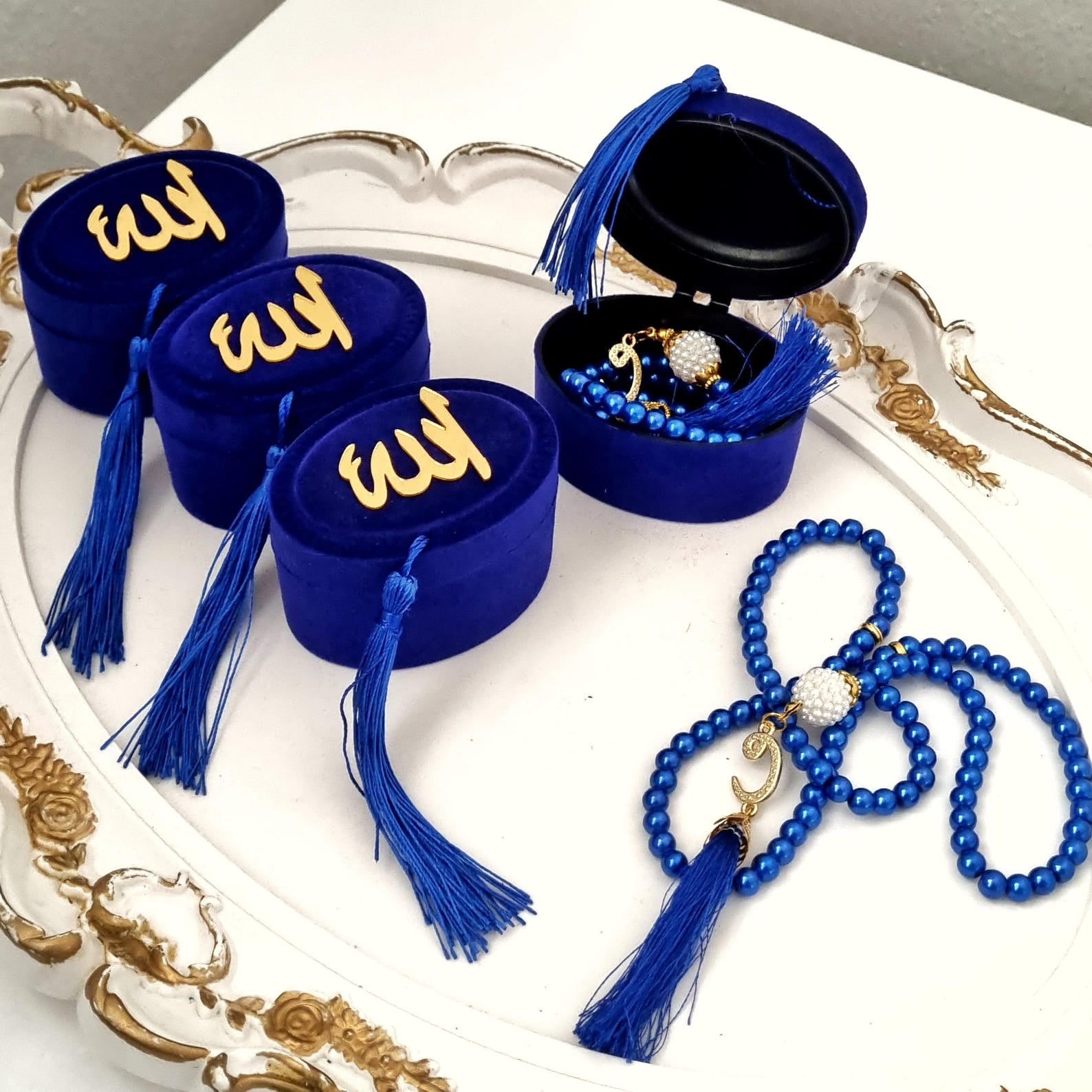 Kadife Kutu İçinde İnci Tesbih – Mevlüt ve Özel Gün Hediyeliği