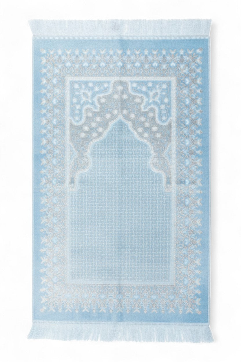 Akrilik Simli Seccade – Parlak Desenli, Yumuşak Dokulu, Lüks Hediyelik ve Çeyizlik Namaz Seccadesi