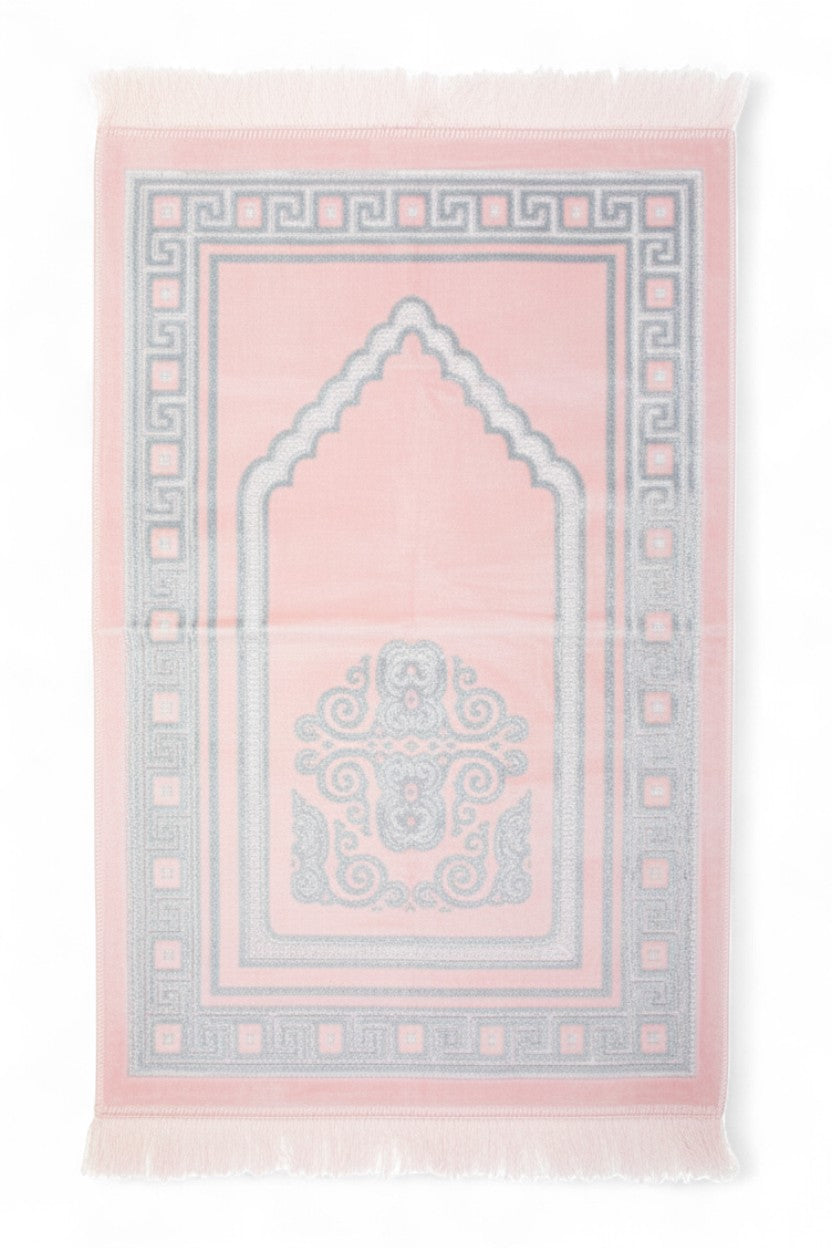 Akrilik Simli Seccade – Parlak Desenli, Yumuşak Dokulu, Lüks Hediyelik ve Çeyizlik Namaz Seccadesi