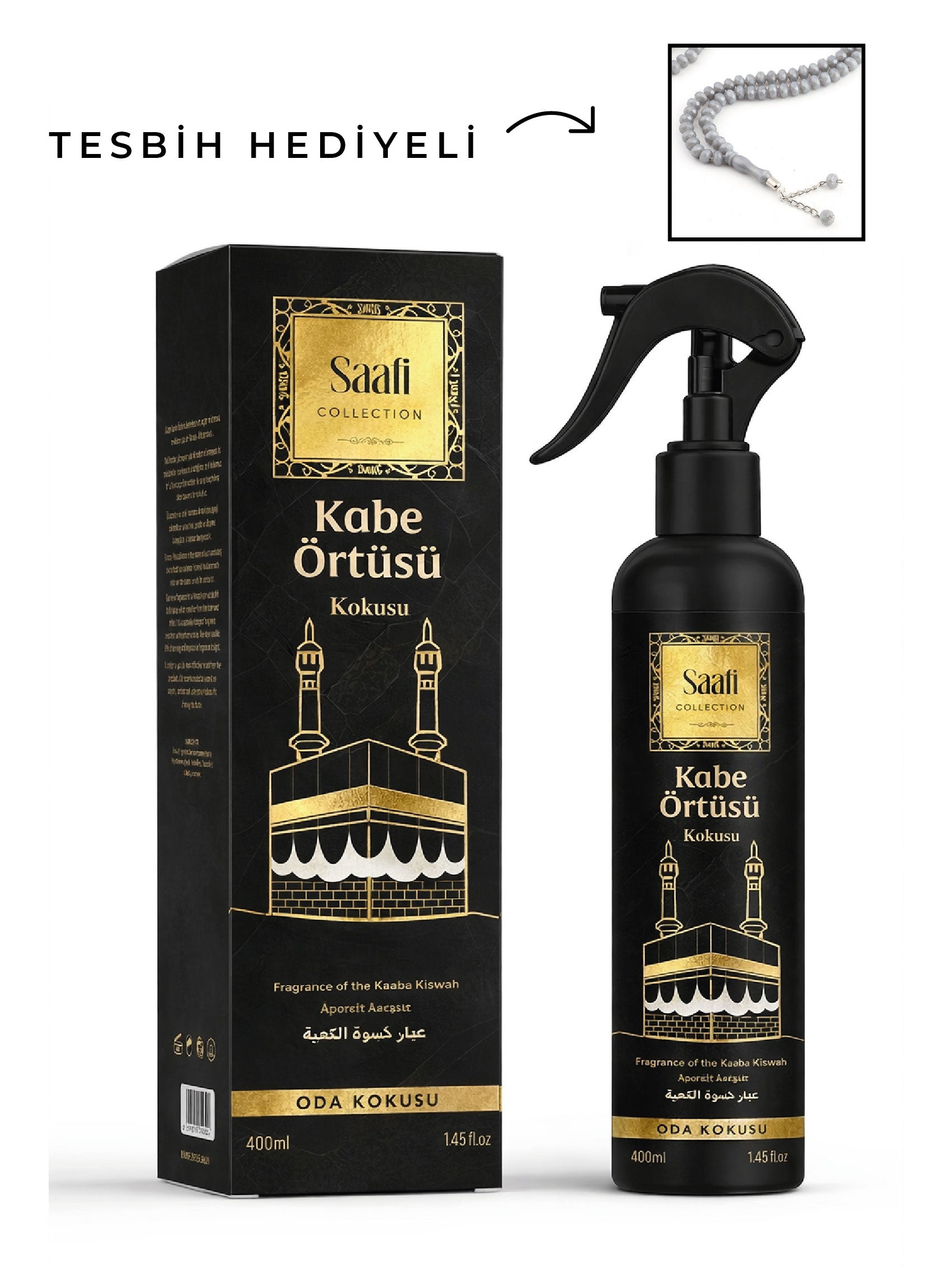 Kabe Örtüsü Kokusu 400 ml – Seccade ve Tekstil Parfümü | Orijinal Kabe Örtüsü Esansı - Hediyeli