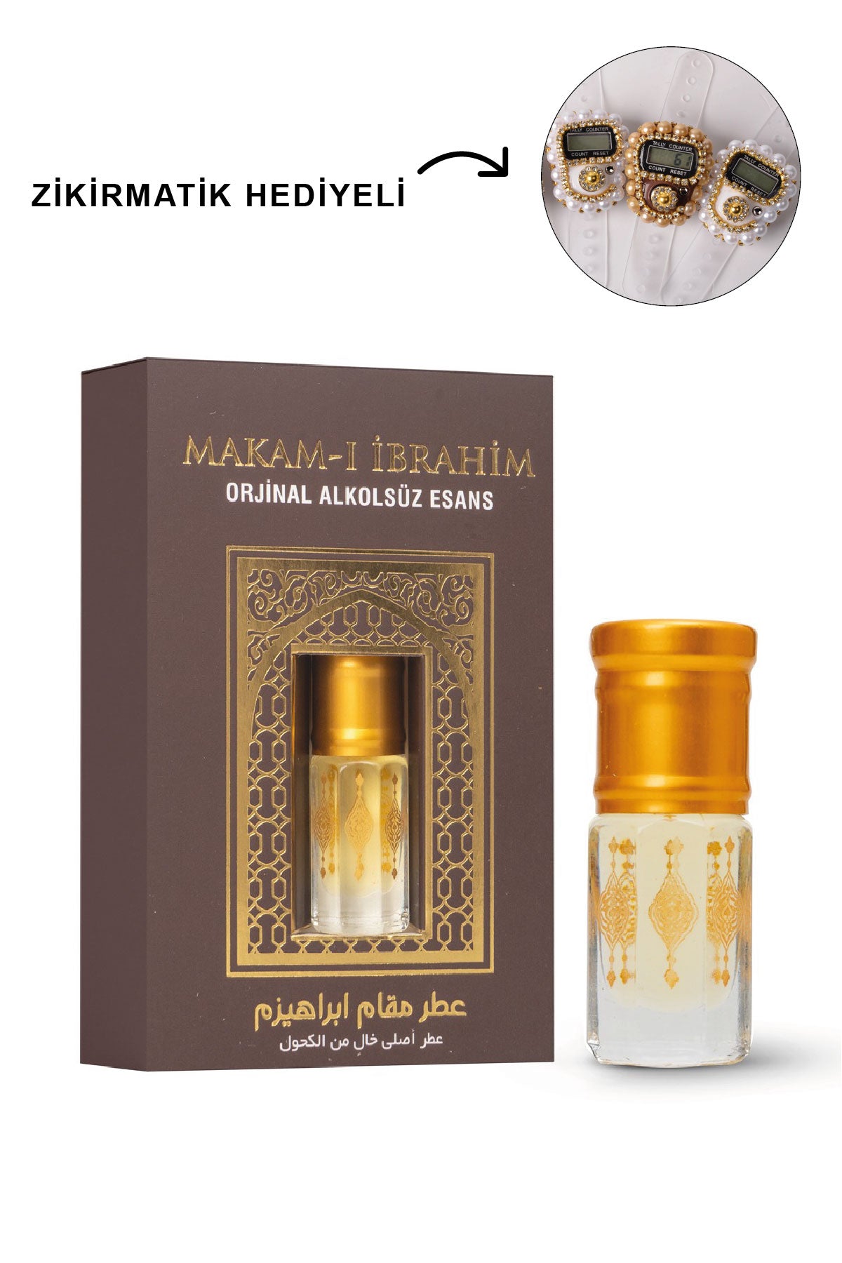 Makam-ı İbrahim Orijinal Alkolsüz Esans 3 ml – Kalıcı, Unisex, Özel, Hediyelik, Zikirmatik Hediyeli