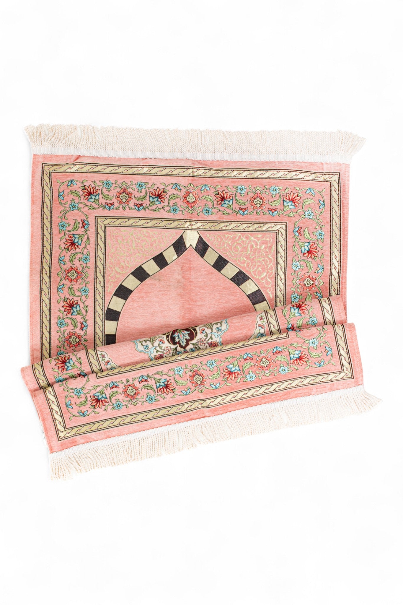 Şönil Seccade – Mihraplı Çiçek İşlemeli Astarlı Tasarım - Çeyizlik