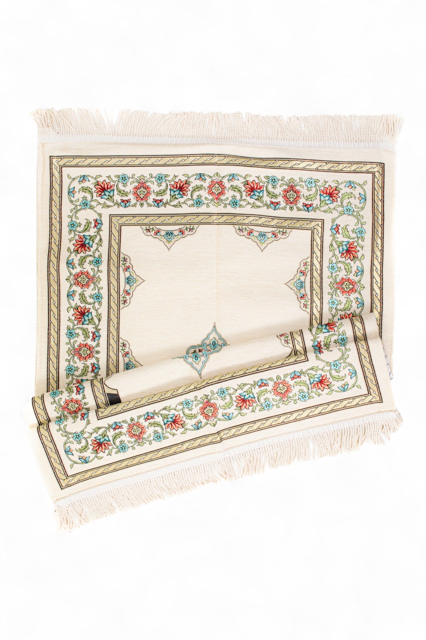 Şönil Seccade – Mihraplı Çiçek İşlemeli Astarlı Tasarım - Çeyizlik