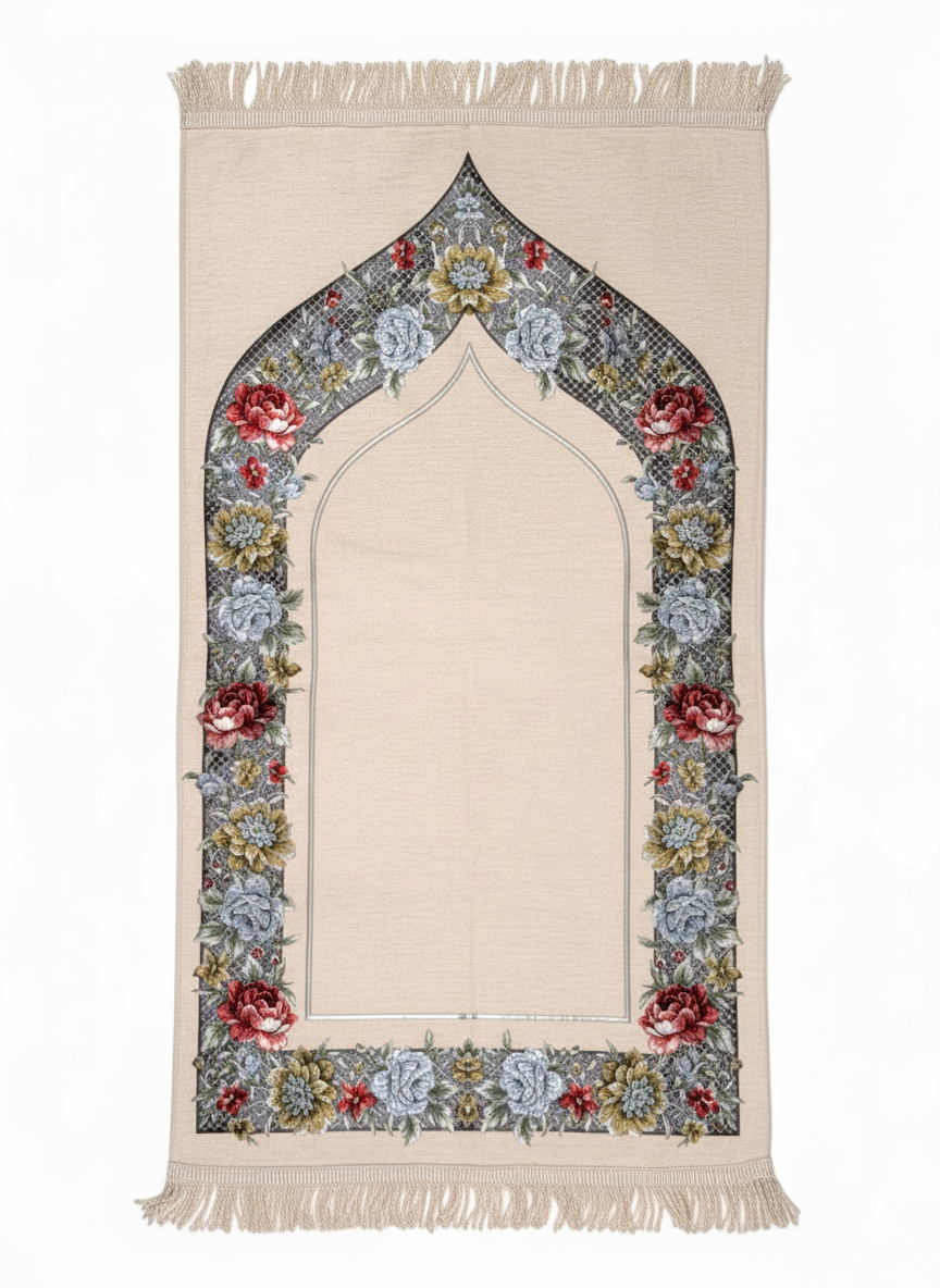 Çiçek Desenli Şönil Seccade – Hediyelik, Bohçalık ve Çeyizlik Lüks Tasarım