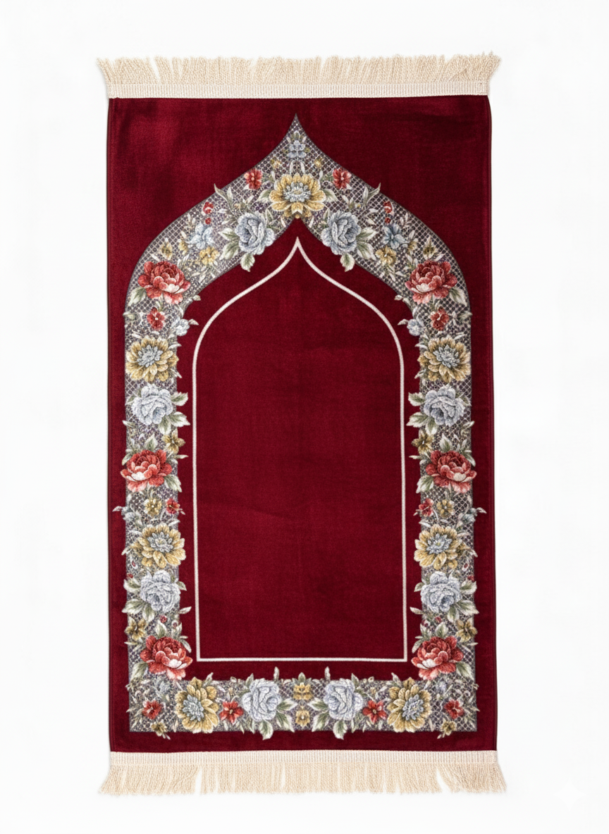 Çiçek Desenli Şönil Seccade – Hediyelik, Bohçalık ve Çeyizlik Lüks Tasarım